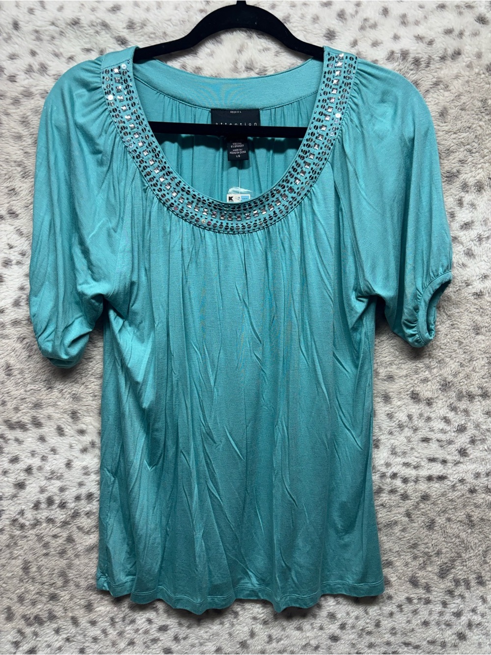 Y2K ATTENTION EMBELLISHED NECKLINE TOP